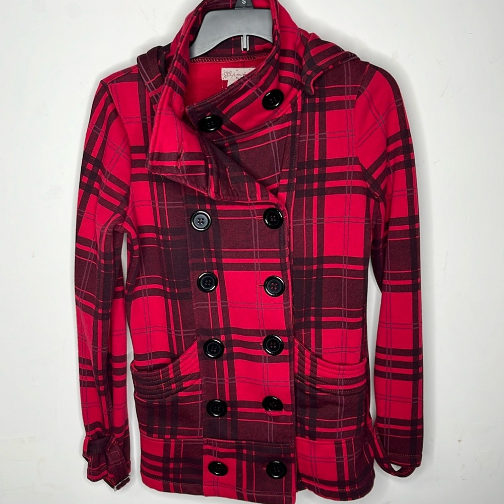 Glimmer Buffalo Plaid hooded Jacket Sz Small